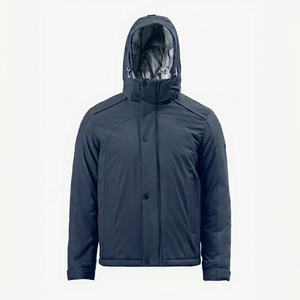 Veste matelassée coupe-vent à capuche pour homme, couleur unie, col montant, coupe classique, rembourrage en polyester, manteau décontracté d'hiver - Product Image 1