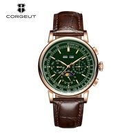 Montre de luxe pour hommes avec phase de lune design mode affaires robe hommes montre avec logo personnalisé montre mécanique automatique