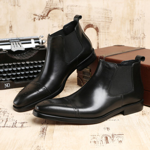 <span class=keywords><strong>Botas</strong></span> <span class=keywords><strong>de</strong></span> cuero genuino <span class=keywords><strong>de</strong></span> caña alta para <span class=keywords><strong>hombre</strong></span>, estilo británico, con punta y grabados, formales <span class=keywords><strong>de</strong></span> negocios, novedad 2026 - Product Image 2