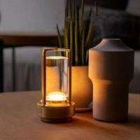 Table en aluminium de style minimaliste européen et américain pour restaurant, lumière d'ambiance rechargeable 5V à commande tactile, lumière de nuit pour extérieur