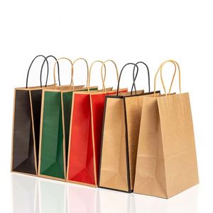 Custom Printed Logo Biodegradable Recyclable Various Colors Restaurant Takeaway Grocery Supermarket <b>Clothes</b> Shopping Paper Bags - Product Image 2