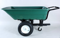 Chariot benne basculante en acier 300 kg certifié ISO9001 CE Longwin-001, revêtement poudré, pneus PU anti-crevaison 16 pouces 4 plis robustes