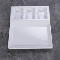 Plateau de service en mélamine réutilisable écologique à 4 compartiments Vaisselle de restaurant en plastique Vaisselle de buffet-Assiette quantité minimale de commande 100pcs