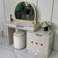 Coiffeuse moderne éco-responsable la plus vendue avec 3 tiroirs, miroir éclairé, pour maison, chambre, hôtel, petit appartement
