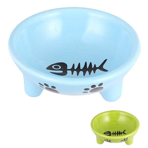 Lindo diseño personalizado calcomanía redonda mascota perro alimentador blanco negro cerámica gato plato bienvenida marca logo para promoción - Product Image 6