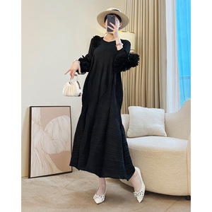 Summer Miyake Design plissé Midi Taille naturelle Eco-Friendly Elegant Casual Women's Dresses Popular Hot Selling - Product Image 3