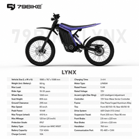 Moto tout-terrain électrique LYNX pour hommes, compétition, 72V 40Ah, puissance de pointe 10KW, enduro hors route, taille standard, 85 km/h, course sportive