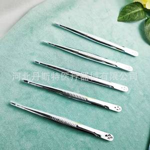 Pinzas Rectas Desechables de Acero Inoxidable de 14.3 cm con Punta Serrada, Pinzas de Precisión para Belleza Médica y Pestañas - Product Image 1