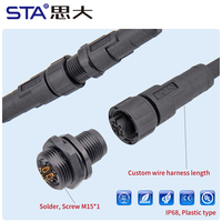 M12 kabel konektor Sensor cetak plastik, kabel konektor Sensor cetak plastik IP67 NEMA2000 tahan air lurus miring kanan 2 3 4 5 8 12 17Pin