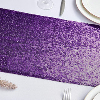 Multi colour Dark Purple Eurupian style luxueux dinning mariage or rose sequin satin chemin de table décoratif