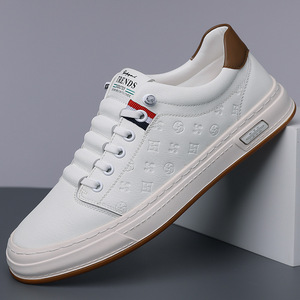 Chaussures décontractées blanches pour hommes, tendance, à bout rond, respirantes, semelle en caoutchouc, baskets mode été - Product Image 1