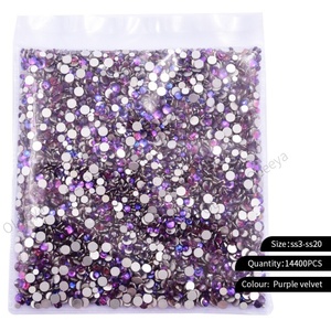 OLeeya Vente en gros de strass en cristal à dos plat non thermocollants, tailles mixtes SS3 à SS20, 14400 pièces, pour nail art et DIY - Product Image 3