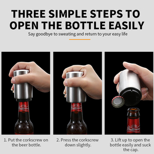 Push Down Automatische Bier Flesopener Keuken Accessoires, Magneet Rvs Opener Bier Frisdrank Blikopener Bar Keuken Gereedschap - Product Image 2