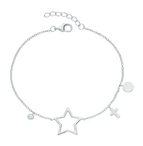 Women New Fine Jewelry 925 Sterling Silver Adjustable Personality Simple Pentagram Bracelets