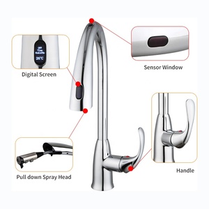 Ticari pirinç tek kolu aşağı çekin püskürtücü bahar mutfak lavabo musluğu krom altın çekin sensörü mutfak musluk - Product Image 5