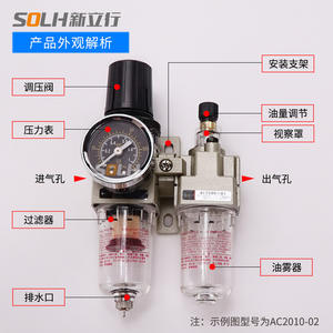 Unité double AF+AW AC2010/3010, pièces pneumatiques, compresseur d'air, processeur de source d'air avec séparateur huile-eau, filtre de vidange - Product Image 2