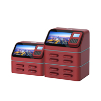Station de location de batteries externes haute capacité à charge rapide (4 à 12 emplacements) avec écran publicitaire et terminal de point de vente pour microphone, ordinateur portable et téléphone portable