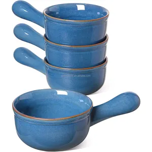 Soup Bowls with Handle Ceramic Bowl French Onion Soup Bowls Large Soup Crocks Oven Safe for Stew, Onion, Chilli