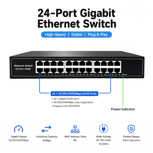 Switch Ethernet Gigabit 24 ports 10/100/1000 Mbps non géré avec capacité 56G pour le bureau, OEM ODM - Product Image 1