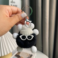 Gantungan Kunci Bola Arang Kecil Bulu Kelinci Lucu Model Eksplosif, Boneka Bola Plush Kelas Atas Kartun Terkenal di Internet, Hadiah Pesta