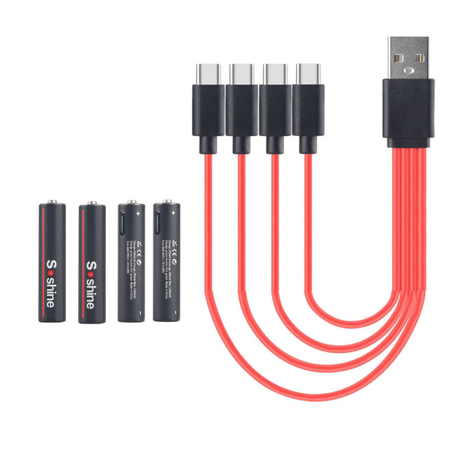 USB Type C Rechargeable AAA Li-ion Battery:1.5V 600mWh