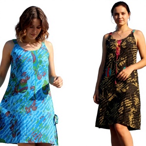 Vestido de Fiesta 2026 Estilo Boho, Lavable, de Tela de Algodón, Corte en A, Forro de Seda, Largo hasta la Rodilla, Cuello Redondo, Transpirable, Elegante, Multicolor para Mujer - Product Image 1
