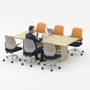 Rectangular Conference <b>Table</b> Wood Veneer Contemporary <b>Office</b> Furniture 6 Seater Stable Design for Commercial Use - Product Image 1