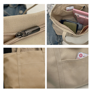 Borsa a Tracolla in Tela di Cotone Grigio Chiaro, Resistente e di Tendenza, con Opzione di Stampa Logo Personalizzata, Riutilizzabile per lo Shopping - Product Image 2