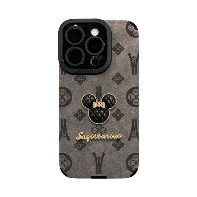 Luxury 3D Mickey Decorative Shockproof Camera Protector Mobile Phone Case Hanging Rope for 16promax/17/15/14/13/12/11
