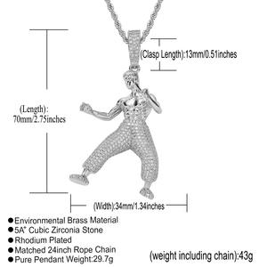 Collier Hip Hop avec pendentif <span class=keywords><strong>Bruce</strong></span> <span class=keywords><strong>Lee</strong></span> <span class=keywords><strong>Kung</strong></span> <span class=keywords><strong>Fu</strong></span> Chinois, micro-incrusté de zircon, personnalisé, idéal pour les fans d'icônes nationales, vente en gros - Product Image 2