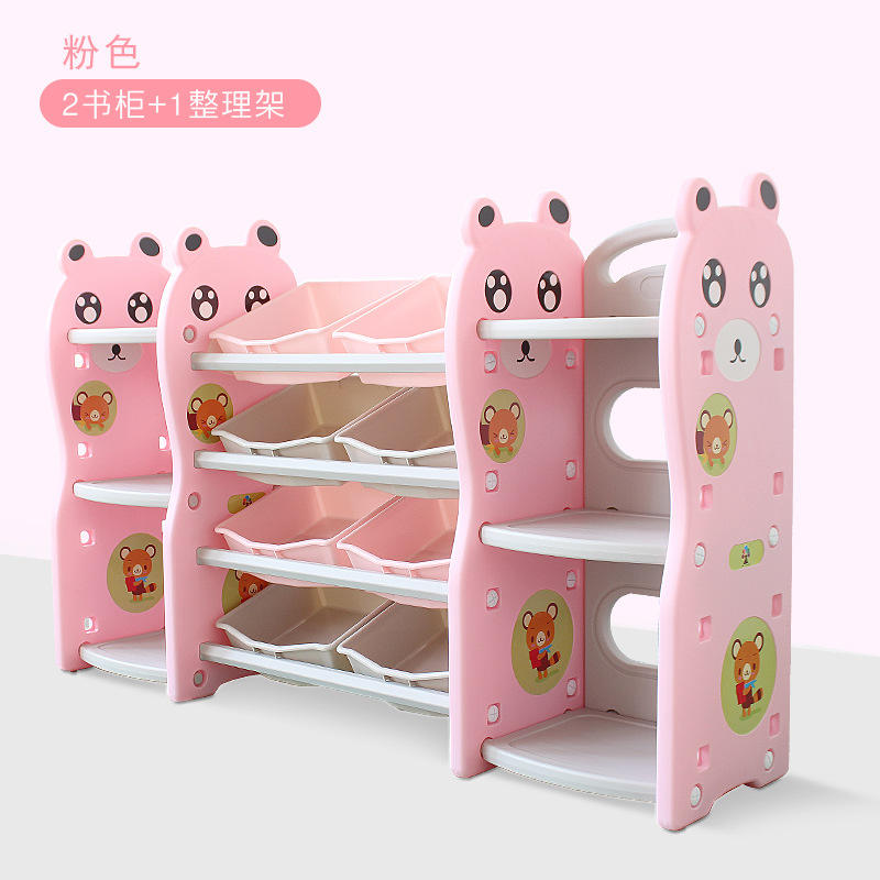 Toy rack + 2 bookshelves pink