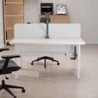 Bureau de travail électrique moderne ergonomique 2 places convertible, réglable en hauteur, avec structure en fer durable, poste de travail assis-debout
