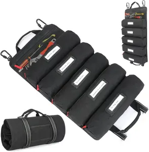 Super Tool Roll Bags Wrench Roll Up Tool Pouches Multi Purpose Canvas Tool Roll Organize For Car Motorcycle Car Camping Gear