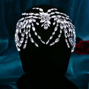 Vigne de cheveux en cristal strass argent pour femmes filles mariage accessoires de cheveux de mariée pour les mariées leur fête élégante postiche pour - Product Image 3