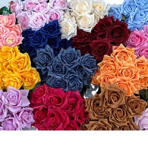 ดอกกุหลาบผ้าไหมสีเหลือง 9 หัว ขนาด 43 ซม. สำหรับตกแต่งงานแต่งงาน ดอกไม้ประดิษฐ์ - Product Image 2
