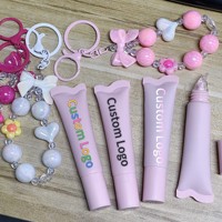 Baume à lèvres hydratant brillant à marque privée, tubes souples, gloss à lèvres avec porte-clés mignon, huile à lèvres repulpante