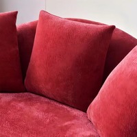 Fauteuil inclinable de loisirs moderne en tissu chenille rouge rond, rembourrage en peluche, cadre en fer, chambre à coucher, salon, meubles de maison