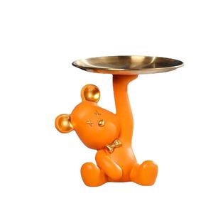 Bandeja de Almacenamiento de Llaves para la Entrada, Adornos para la Sala de Estar, Escritorio, Estilo Moderno y Lujoso, Bandeja con Diseño de Oso Tierno - Product Image 1