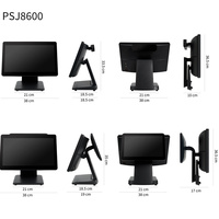 PSJ8600 Machine de point de vente à double écran tactile pliable et réglable, système d'exploitation Windows/Android/Linux, Bluetooth/Wi-Fi 6