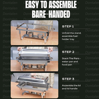 Ensemble de chauffe-plats carré en acier inoxydable épaissi pour buffet, chauffe-plats de traiteur, chauffage au gaz, nettoyage facile Dontalen
