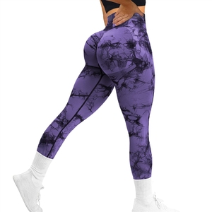 Best-seller transfrontalier : Leggings de yoga tie-dye sans couture à motif <span class=keywords><strong>smiley</strong></span>, taille haute, effet galbant fessier, ultra-extensibles pour l'entraînement - Product Image 5