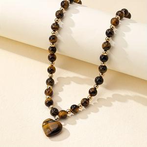 Collar de ojo de tigre Maillard para mujer, colgante de amor Natural, cadena de cuentas, forma de bola geométrica de diamante, inspiración budista, venta al por mayor - Product Image 4