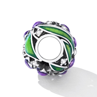 925 Sterling Silver Belle Violet Tulipe Fleur Zircon Charme Perlé Fit DIY Bracelet Bracelet Fine Jewelry SCC2313