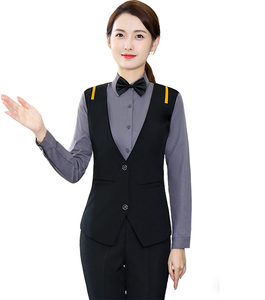 Uniforme professionnel pour le personnel de l'hôtellerie, du bar, du karaoké, des serveurs, de la restauration, filles à manches longues, vêtements de travail, gilets pour hommes - Product Image 3