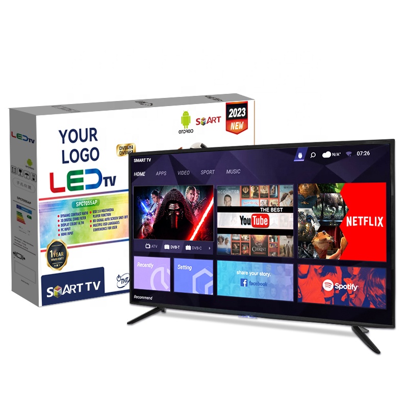 Fabrika LCD LED TV 32 inç Android televizyon 4K akıllı TV 40 43 50 55 inç ucuz düz ekran TV satış için