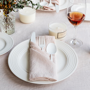 Usine de Noël En Gros De Luxe Blush Rose Dîner De Mariage Rectangle Naturel <span class=keywords><strong>Beige</strong></span> Pur <span class=keywords><strong>Lin</strong></span> <span class=keywords><strong>Nappe</strong></span> - Product Image 4