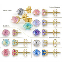 Boucles d'oreilles tendance en acier inoxydable plaqué or 18 carats avec pierre naturelle, accessoires cadeaux pour femmes