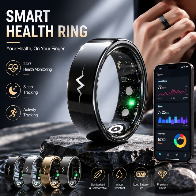 M007 ECG Smart Ring 5ATM Waterproof Stainless Steel Heart Rate Sleep Monitor Wearable Health Tracker Intelligent Ring Bulk