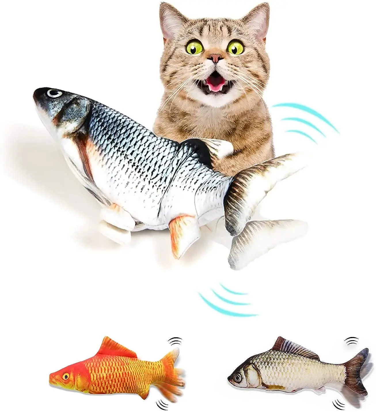 Peixe realista interativo com carregamento usb, peixe que carrega o catnip, peixe que se movimenta, brinquedo interativo