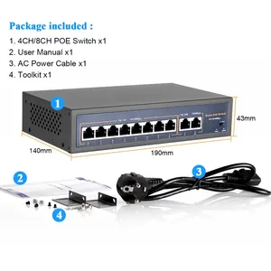 Switch réseau POE <span class=keywords><strong>Techage</strong></span> 48V 4CH/8CH/16CH 10/100Mbps IEEE 802.3af/at Ethernet Full-Duplex pour système de caméra IP sans fil AP CCTV - Product Image 6